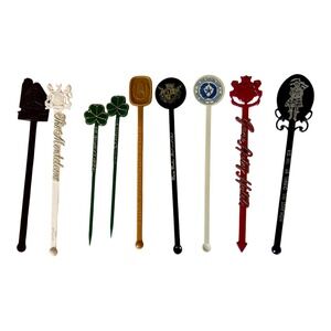 Vintage Hotel Swizzle Sticks Gene Autry Monteleone Shamrock Hilton Set of 9